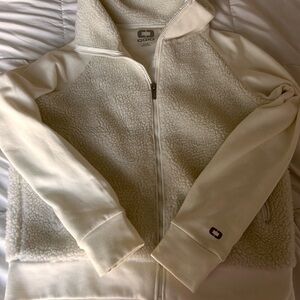 Cream Fleece Zip-Up Jacket by OGIO